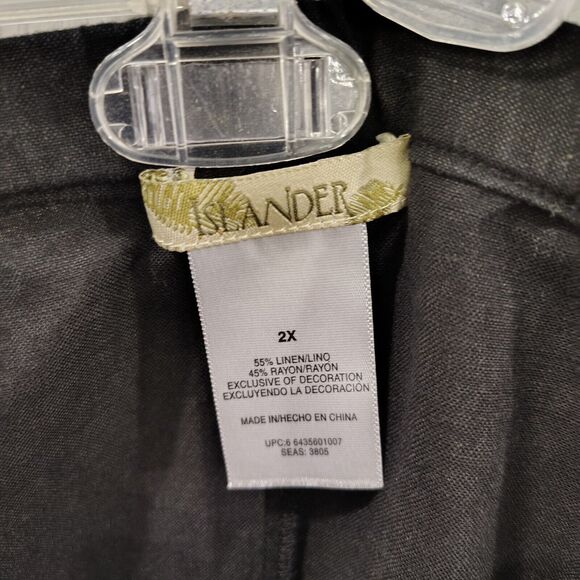 Islander Plus Size Linen Rayon Embroidered Elastic Waist Skirt 2xl Beach Cruise - Picture 7 of 8